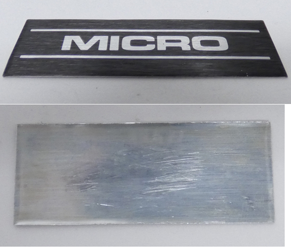 #MICRO micro . machine aluminium emblem Logo plate MR-411 width 50mm ①