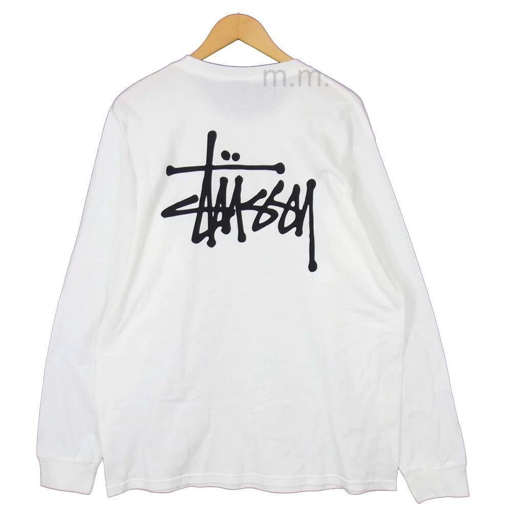 stussy ステューシー 長袖 ロンT カットソー ベイシック ホワイト L メンズ レディース 白 長袖Tシャツ