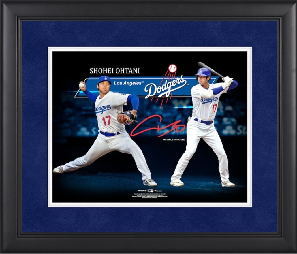 大谷翔平 LAドジャース MLB公式商品 Fanatics Authentic Framed 52cm×44 cm Spotlight Collage　サインは印刷です　写真コラージュ_画像1