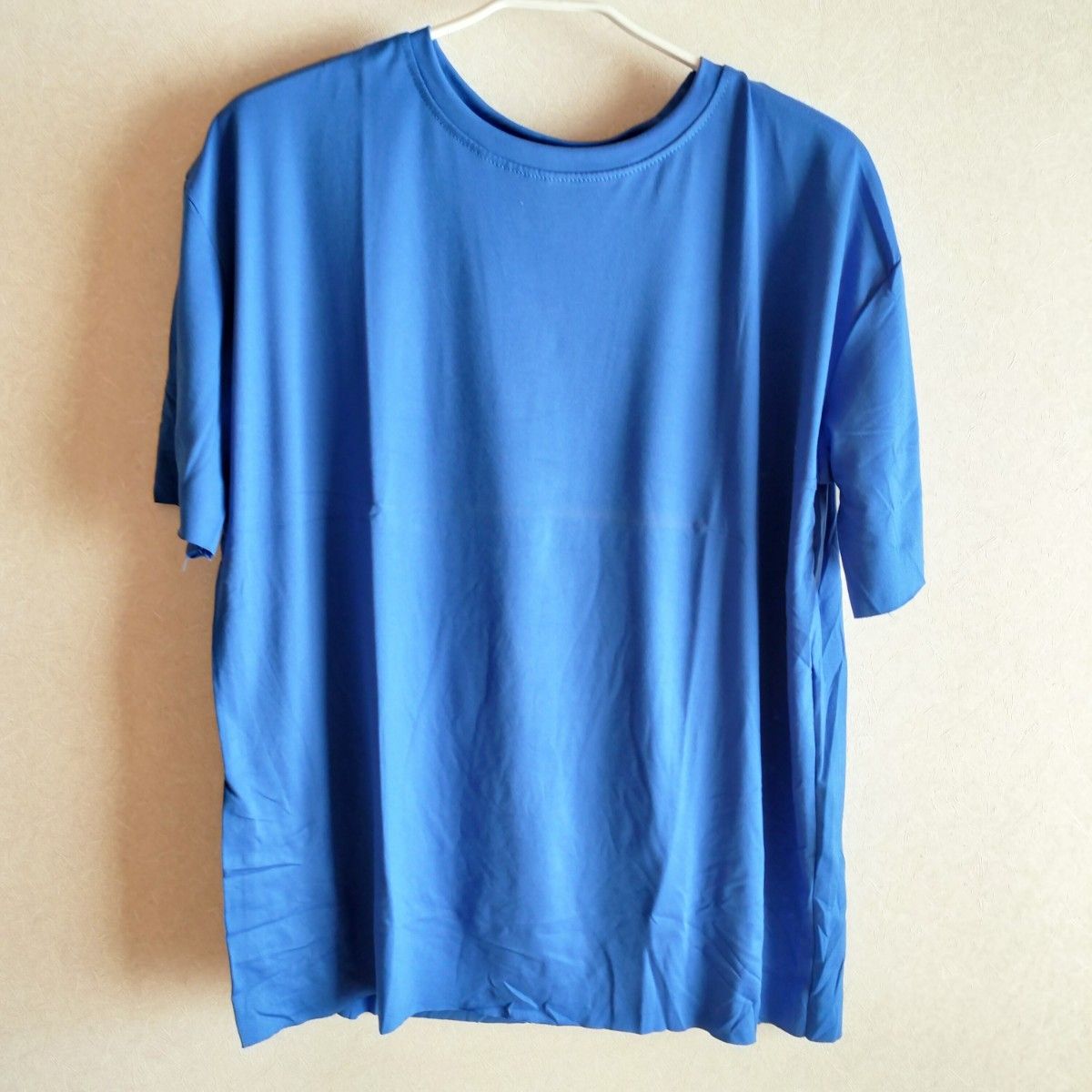 オーバーサイズ Tシャツ 半袖Tシャツ 半袖 トップス　Ｌ　青　ブルー　差し色　おしゃれ　ワンカラー　無地　
