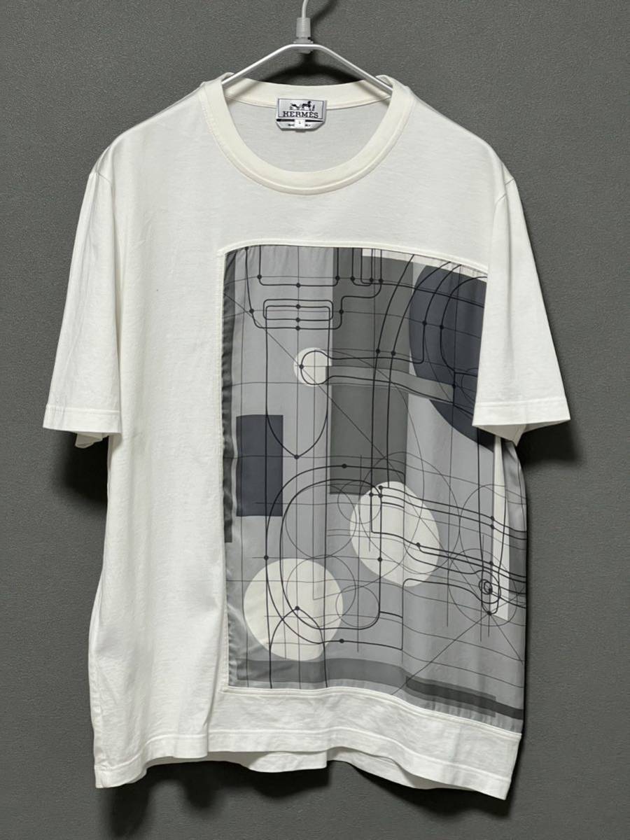 HERMES シルク切り替え Tシャツ エルメス