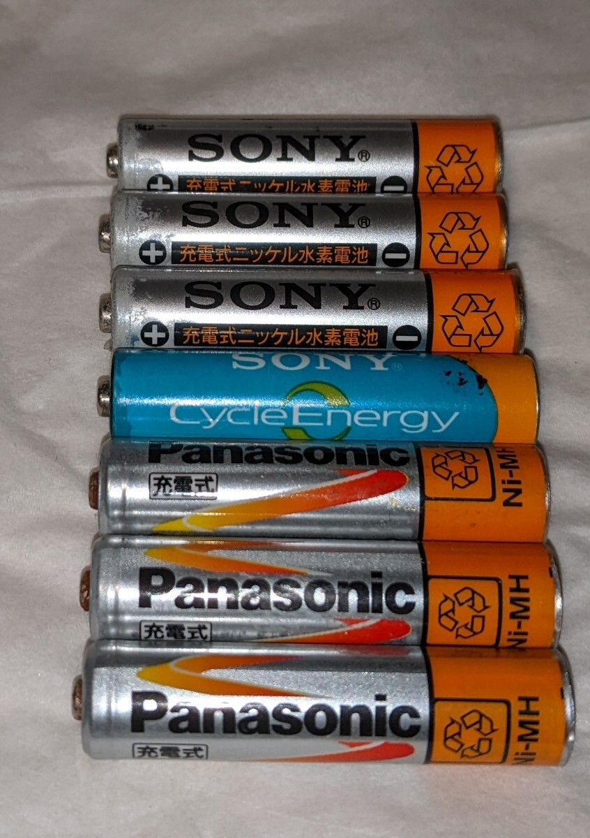 ニッケル水素電池　充電式電池　充電エラージャンク品　パナソニック　ソニー　7本　単4_画像1