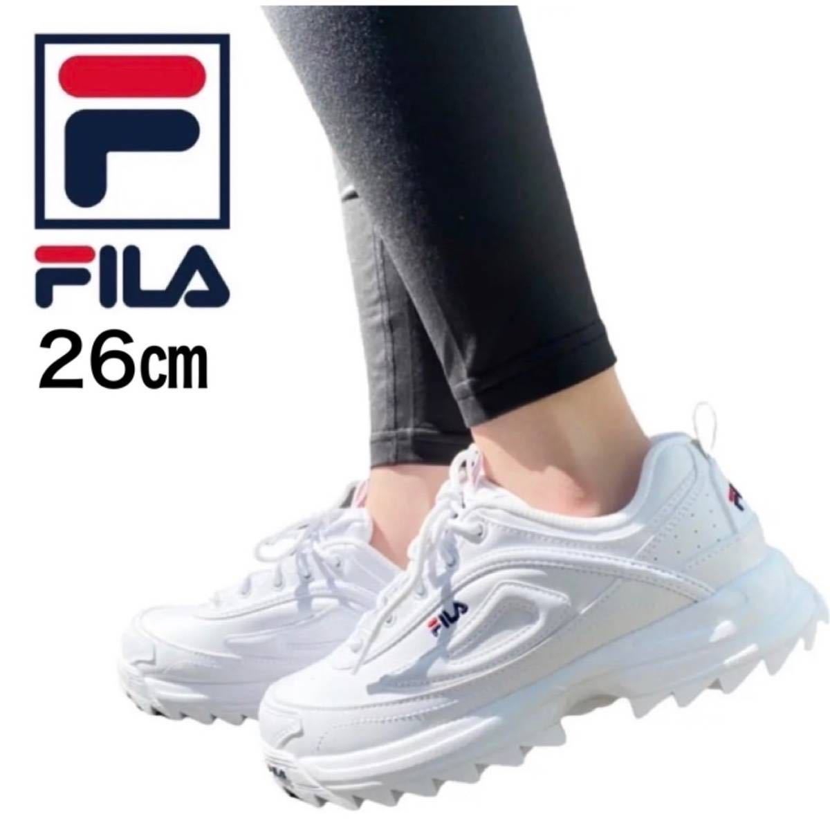 * regular goods new goods *FILA DISTORTER filler shoes shoes F51700125 sneakers dist -ta- thickness bottom sole lady's white JP26.0cm