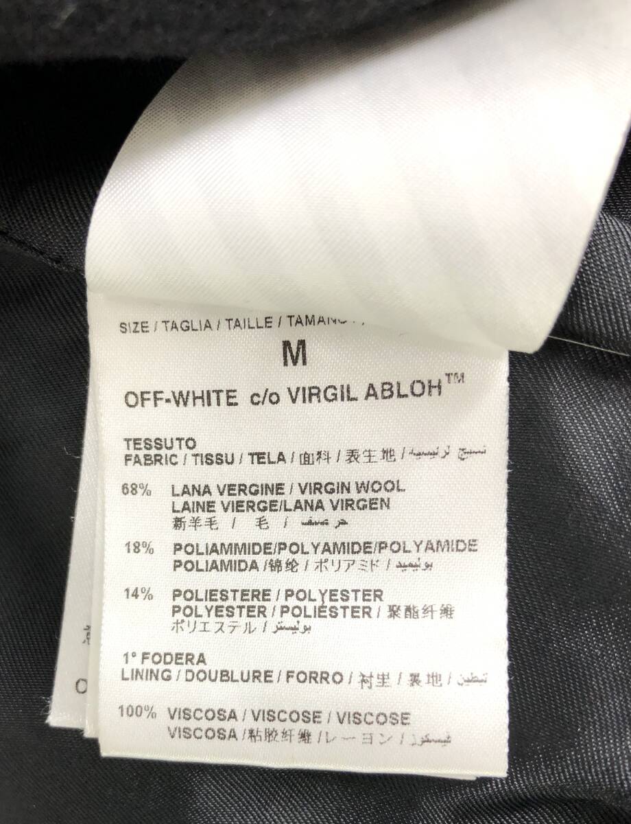 OFF-WHITE　オフホワイト　スタジャン　Operating S.R.L　Via Manin 13　ブラック系　ペイント　ウール　SIZE M　MADE IN ITALY　古着_画像5