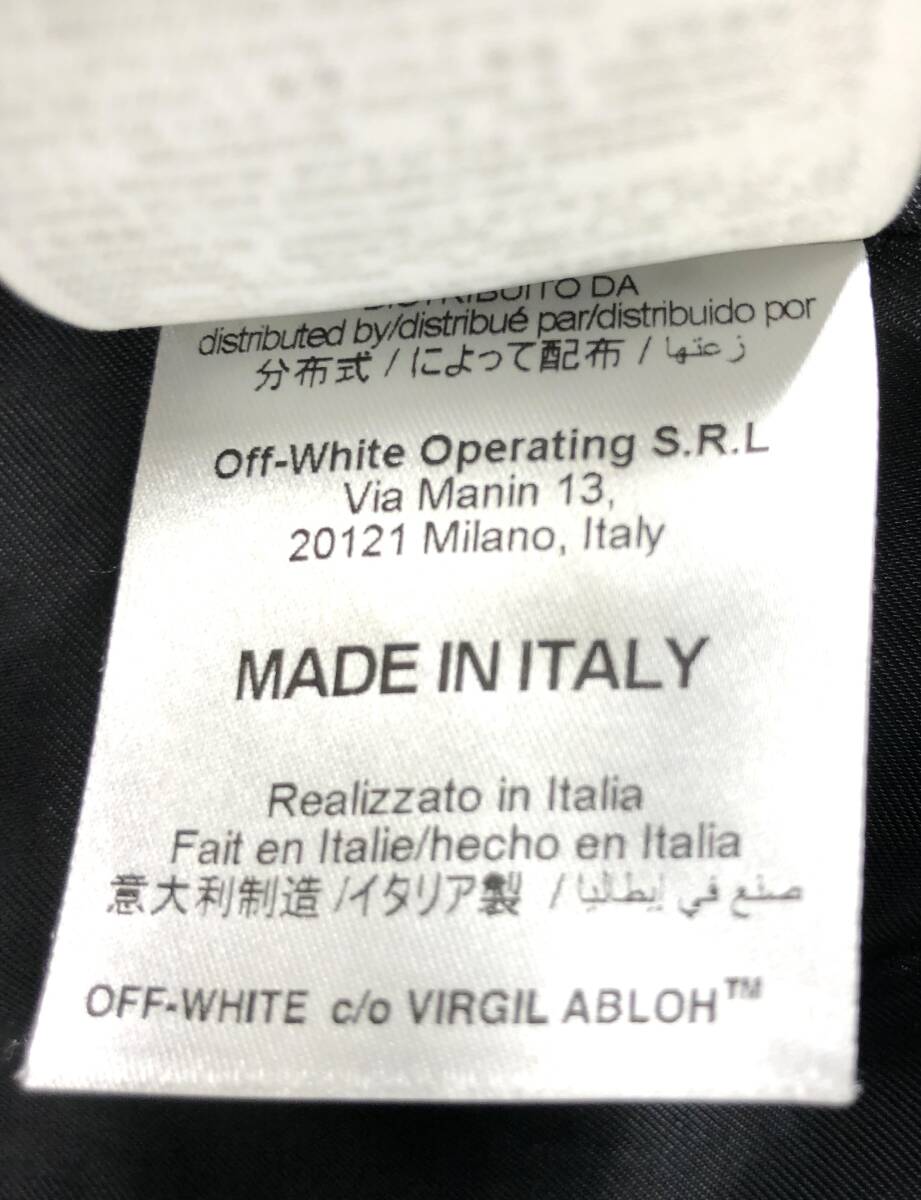 OFF-WHITE　オフホワイト　スタジャン　Operating S.R.L　Via Manin 13　ブラック系　ペイント　ウール　SIZE M　MADE IN ITALY　古着_画像6