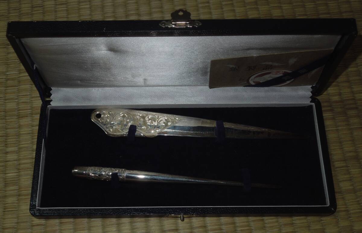 純銀・銀製 silver刻印 ペーパーナイフ・ペン 唐草  総重量：約51gの画像1