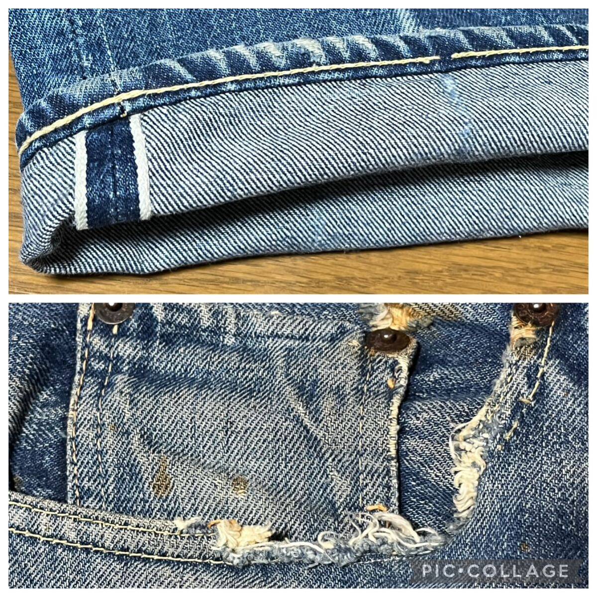 送料無料 60s LEVI'S 501 bige 初期 vステッチ タイプ ウエストシングルw31 ヴィンテージ リーバイス / デニム 505 66 前期 big e 606 517の画像9