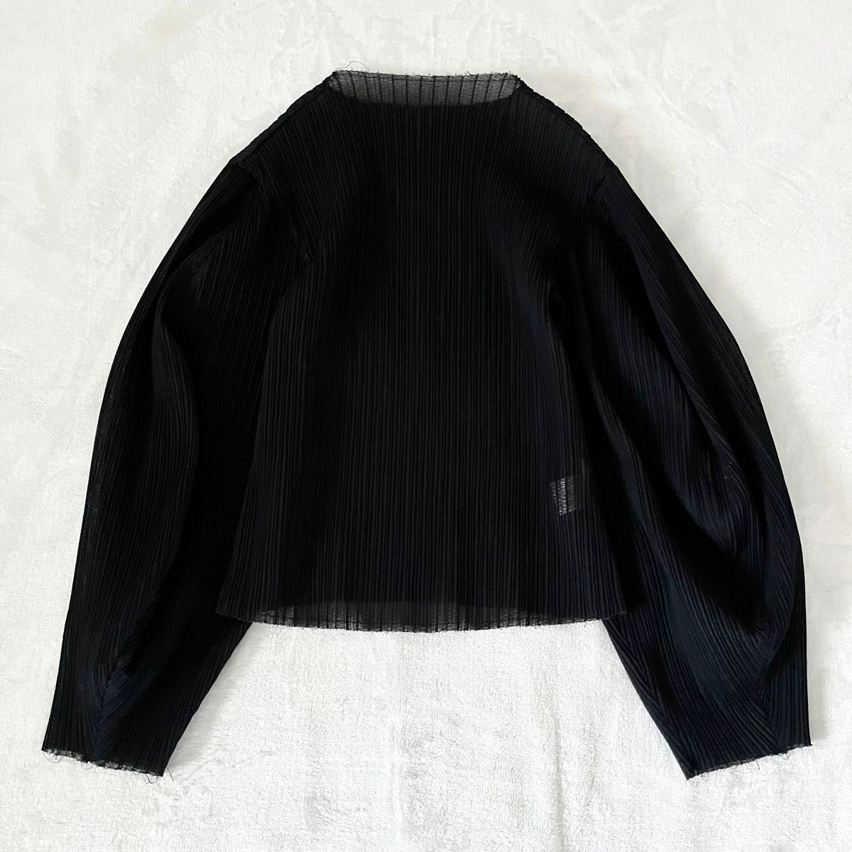 leinwande Puff-sleeve Pleats Top ラインヴァンド　パフスリーブプリーツトップ　ブラック　ブラウス