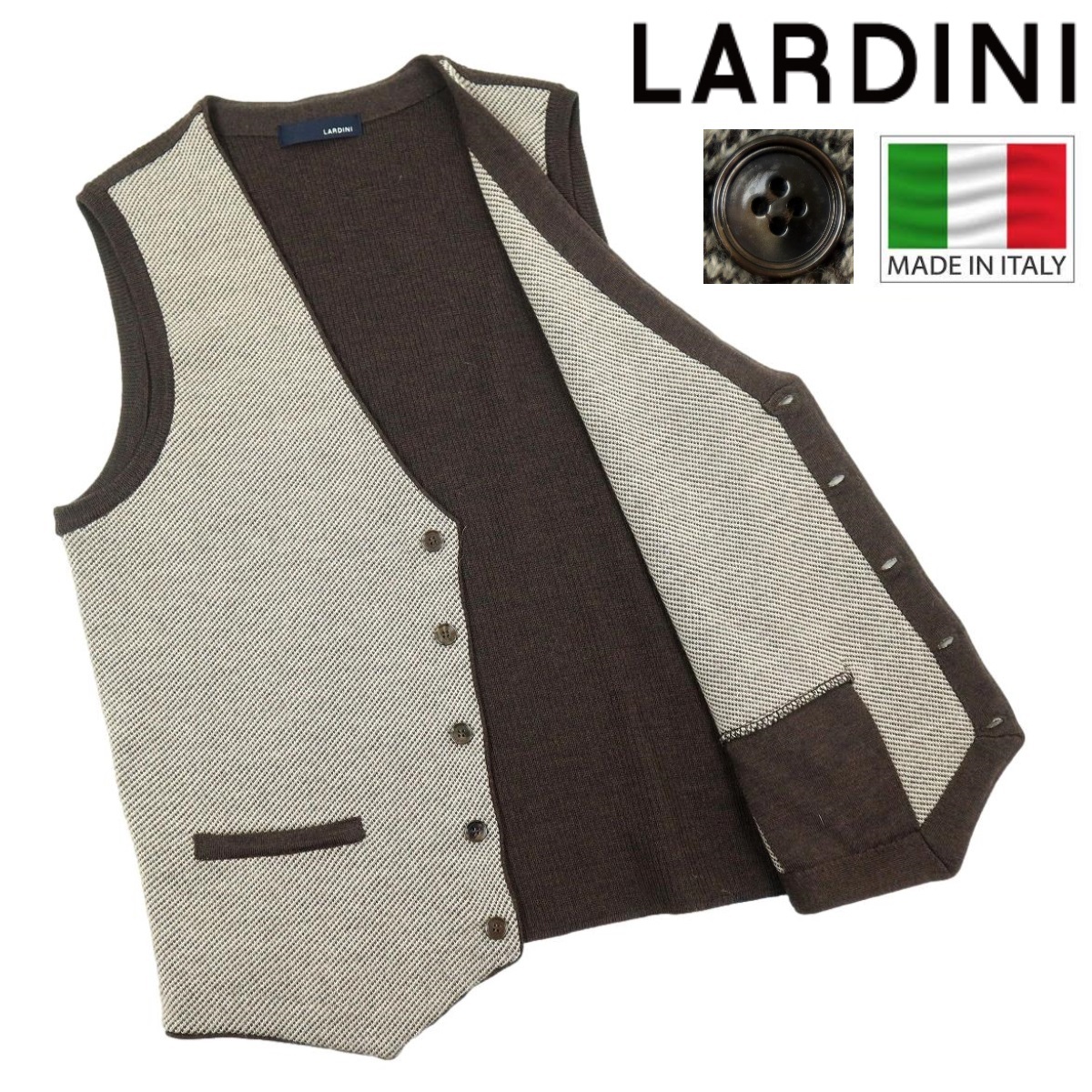 【B2908】【極美品】【イタリア製】LARDINI ラルディーニ ベスト ニット サイズ50_画像1