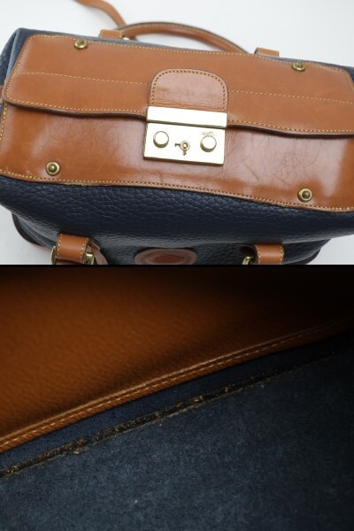 2403-67 ドゥーニー&バーク ハンドバッグ ショルダーバッグ 2WAY DOONEY&BOURKE レザー製 ネイビー×ブラウン_画像9