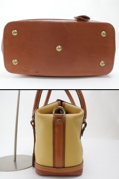 2403-68 ドゥーニー&バーク ハンドバッグ DOONEY&BOURKE レザー製 イエロー×ブラウン_画像4