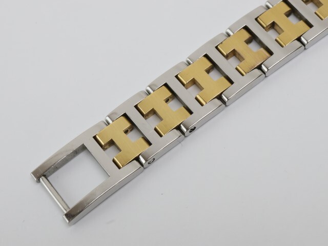 2403-538B エルメス クオーツ 腕時計 HERMES クリッパー 日付 クリーム文字盤 金色ベゼル 純正 コンビカラーブレスの画像5