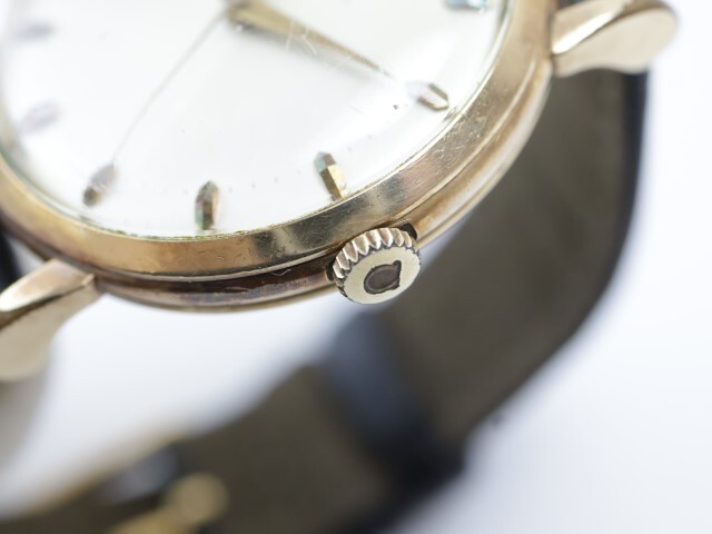 2403-651 オメガ オートマチック 腕時計 cal.501 金色 レザーベルト_画像2
