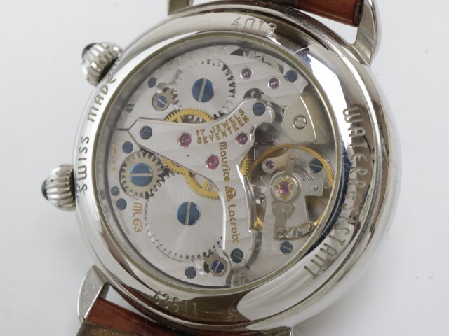 2403-671 モーリスラクロア 手巻き式 腕時計 63511 日付 シェル文字盤 純正ベルト_画像6