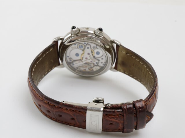2403-671 モーリスラクロア 手巻き式 腕時計 63511 日付 シェル文字盤 純正ベルトの画像7