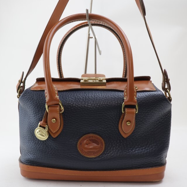 2403-67 ドゥーニー&バーク ハンドバッグ ショルダーバッグ 2WAY DOONEY&BOURKE レザー製 ネイビー×ブラウン_画像1