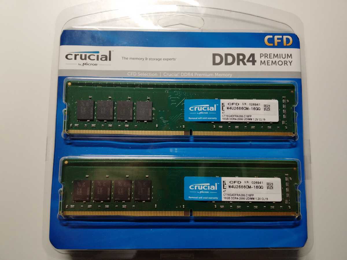 【新品】crucial by Micron CT2K16G4DFRA266 CFD Selection W4U2666CM-16GQ [DDR4 PC4-21300 16GB 2枚組]_画像1