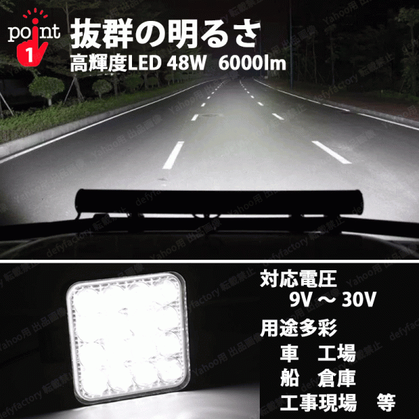 LEDワークライト 10個 セット LED作業灯 LEDライト 12V 24V LED ワークライト 作業灯 ライト フォグ バック トラック 汎用 車 屋外 作業等_画像2