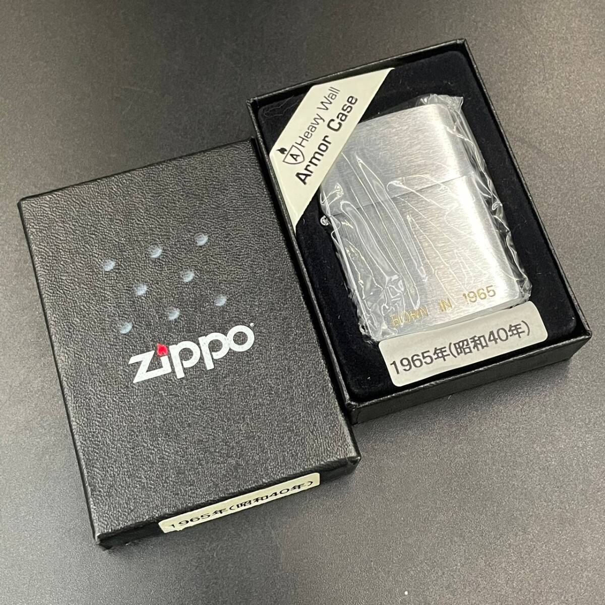 【人気】ZIPPO ジッポ 2005年製 USA製 シルバー アーマータイプ born in 1965 火花OK 着火跡なし オイル ライター/2368608/CDK64-5_画像1