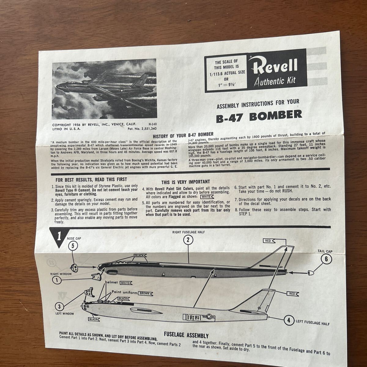 レベル 1/113.6 B-47 爆撃機(10年前ヤフオクで入手、完品と思いますが。もしもの場合もご容赦下さい)Revell_画像3