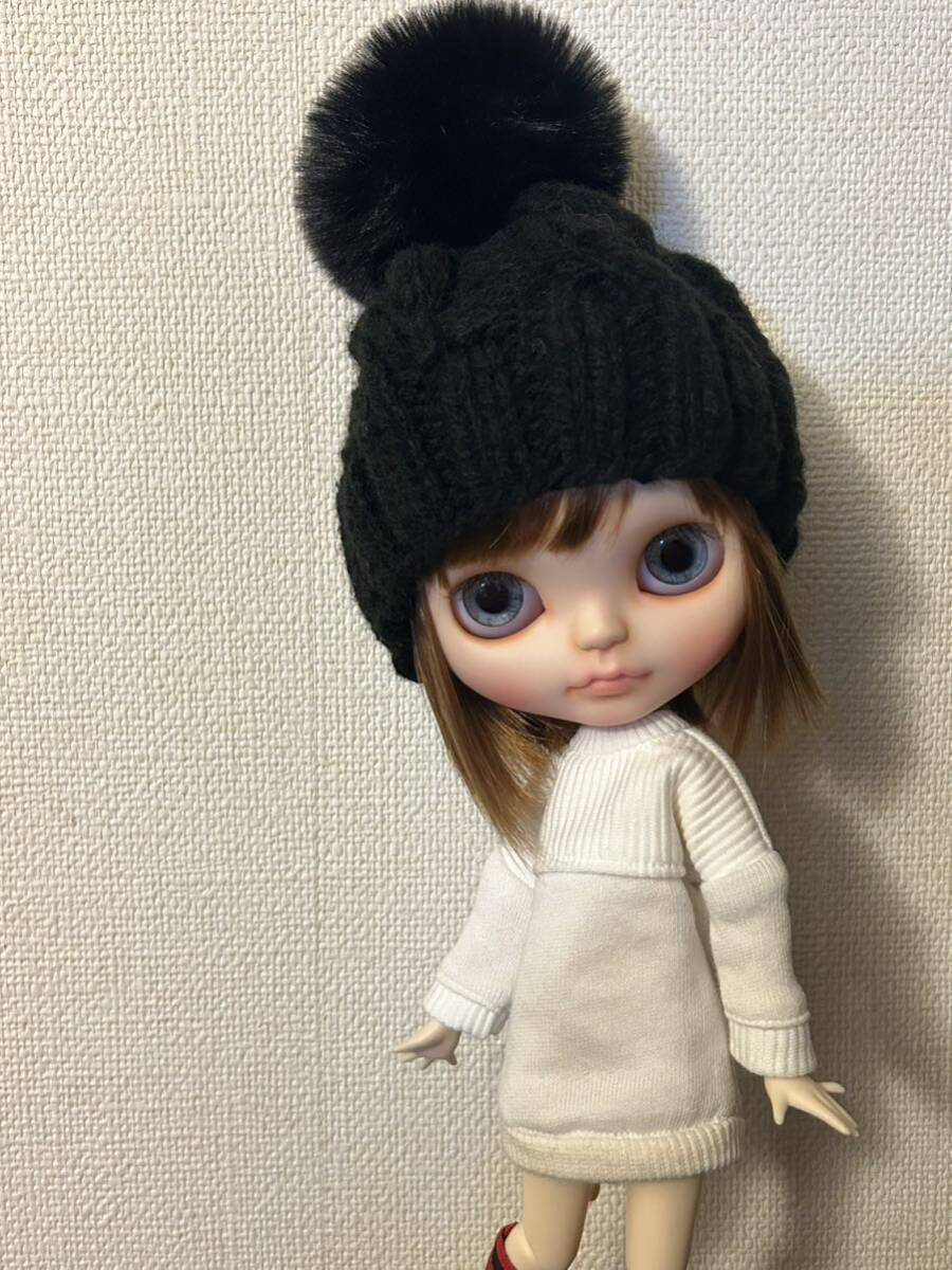 ¥1スタ ブライス アウトフィット Blythe doll ネオブライス outfit ドール ニット帽＆トップス ハンドメイド_画像2