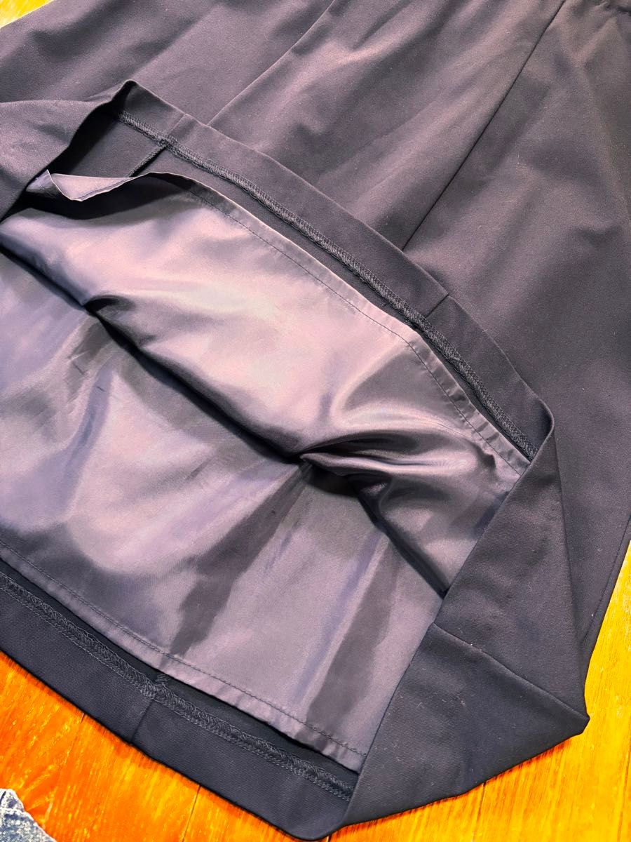 美品ワールド 黒 フレアスカート リボン付き ビジネスカジュアル 