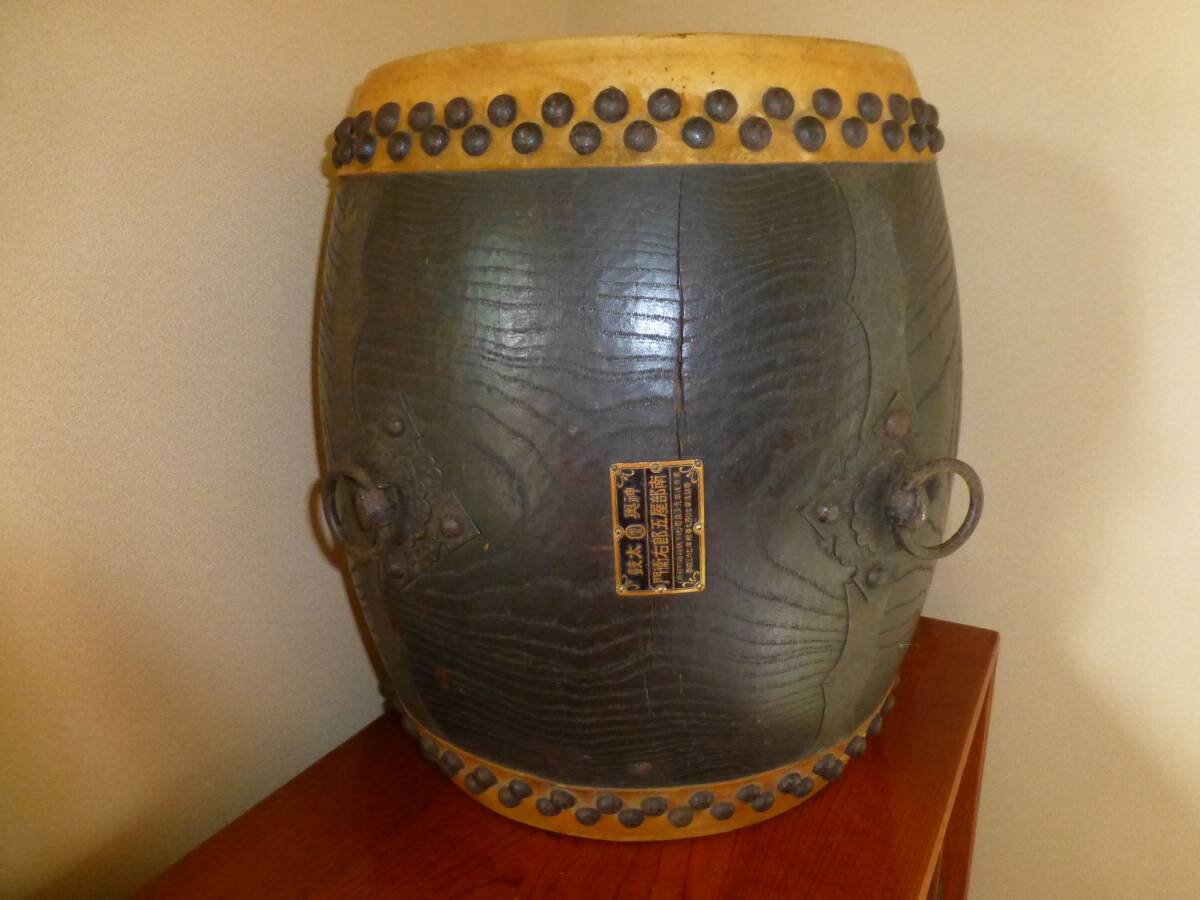 [ prompt decision ] god . futoshi hand drum south part shop .. right ..( diameter 44. height 46.) Japanese drum nagadodaiko traditional Japanese musical instrument . futoshi hand drum zelkova material . god . festival . company temple festival . old thing antique 