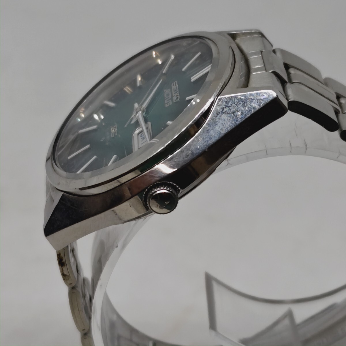 SEIKO ACTUS SS 6306-8020 21石 セイコー アクタス デイデイト メンズ 自動巻き 腕時計 緑文字盤 純正ベルト みの画像2