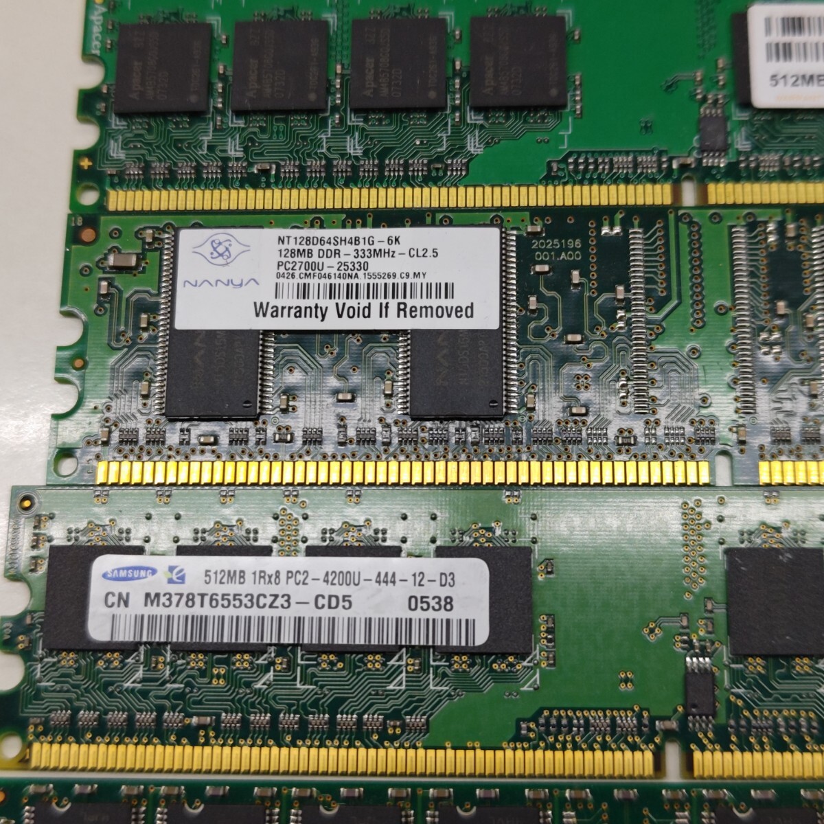 【ジャンク品】まとめて　256MB 512MB SD 128 PC133 CL3　VIT hunix nanya samsung PC2700U-25331-A1 Apacer 等　ま_画像8