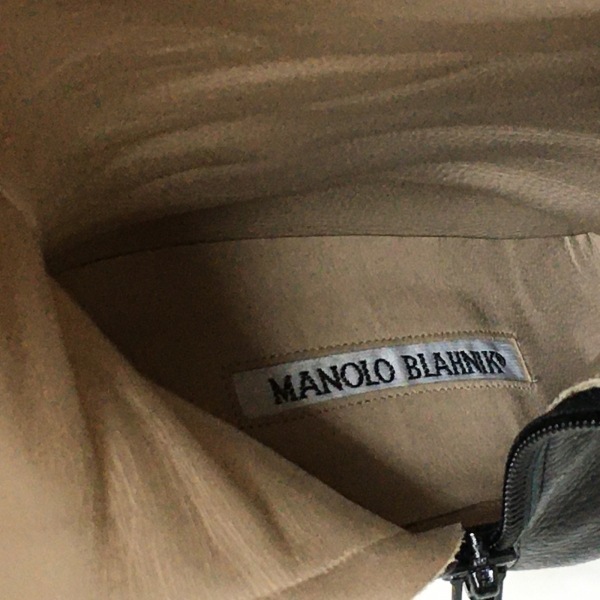 マノロブラニク MANOLO BLAHNIK ロングブーツ 37 - レザー 黒 レディース フリル 靴の画像6