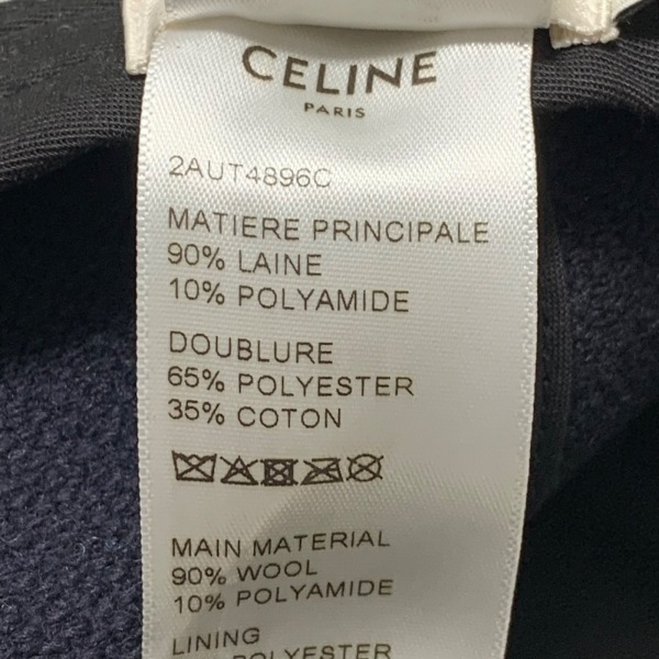 セリーヌ CELINE キャップ - ウール×ナイロン 黒×アイボリー 美品 帽子