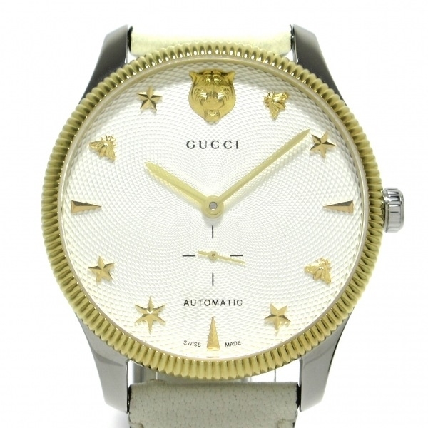 GUCCI(グッチ) 腕時計■美品 Gタイムレス YA126348/126.3 メンズ タイガー/裏スケ アイボリー_画像1