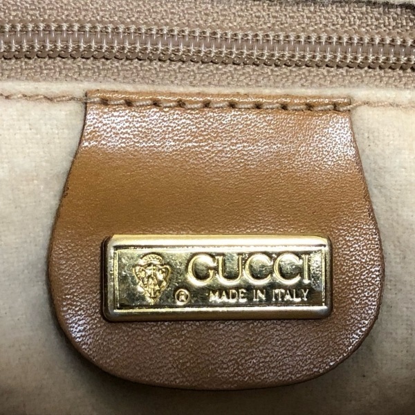 グッチ GUCCI ショルダーバッグ オールドグッチ,マイクロGG PVC(塩化ビニール)×レザー ベージュ×ダークブラウン×ブラウン バッグ_画像8