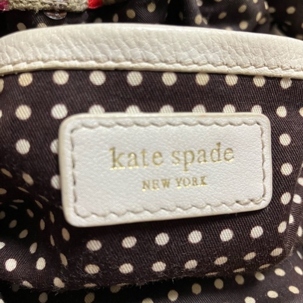 ケイトスペード Kate spade トートバッグ - キャンバス×ウッド×レザー グレーベージュ×ブラウン×マルチ ストライプ/スパンコールの画像8