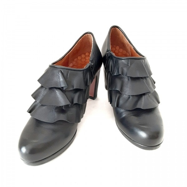 chiemi is laCHIE MIHARA bootie 35 1/2 - leather black lady's frill shoes 