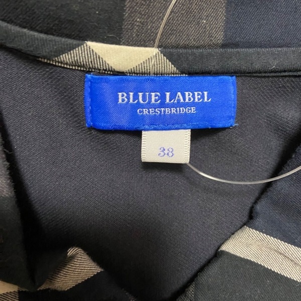 ブルーレーベルクレストブリッジ BLUE LABEL CRESTBRIDGE 半袖ポロシャツ サイズ38 M - ダークネイビー×黒×白 レディース チェック柄_画像3