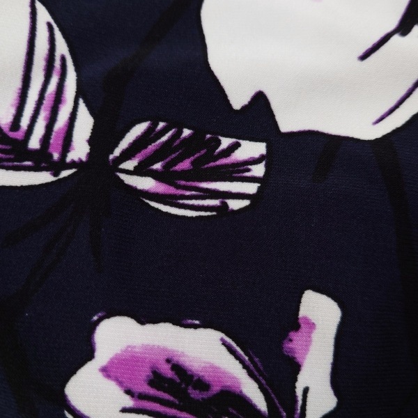 ラルフローレン RalphLauren サイズ4 S - ダークネイビー×白×パープル レディース 七分袖/ひざ丈/花柄 美品 ワンピース_画像6