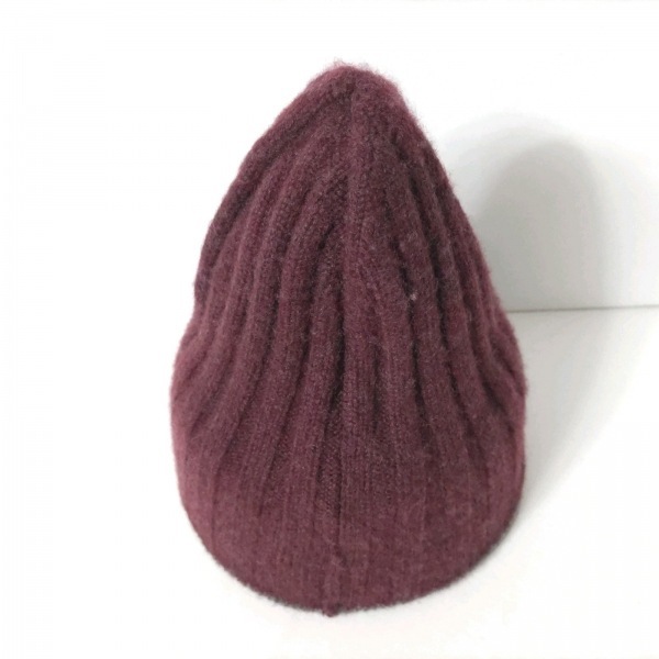 ブルネロクチネリ BRUNELLO CUCINELLI ニット帽 M - カシミヤ ボルドー×ダークグレー 帽子の画像3