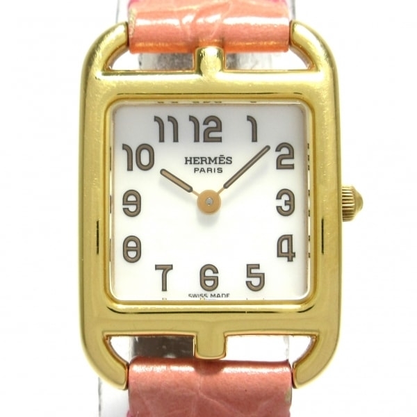 HERMES(エルメス) 腕時計 ケープコッド CC1.170 レディース K18PG/社外革ベルト/シェル文字盤 ホワイトシェル