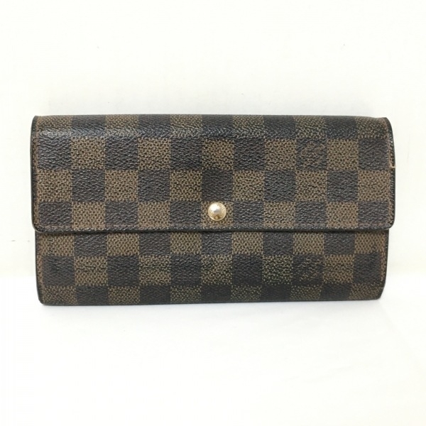 ルイヴィトン LOUIS VUITTON 長財布 N61734 ポルトフォイユサラNM2 ダミエキャンバス エベヌ イニシャル刻印 CA1039 財布 ダミエの画像1