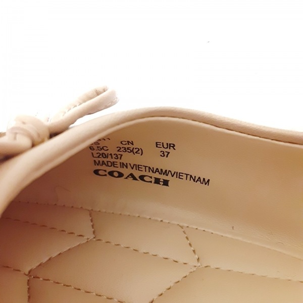  Coach COACH flat shoes EUR 37 - leather pink beige lady's ribbon shoes 
