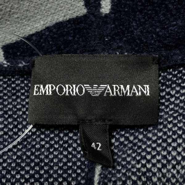  Emporio Armani EMPORIOARMANI размер 42 M - темно-синий × светло-серый женский длинный рукав / вязаный / весна / осень жакет 