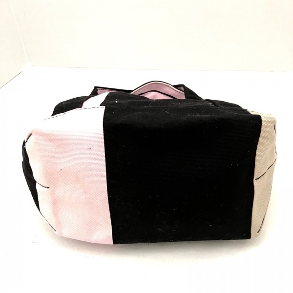 マリメッコ marimekko トートバッグ - キャンバス 黒×ピンク×ベージュ バッグの画像4