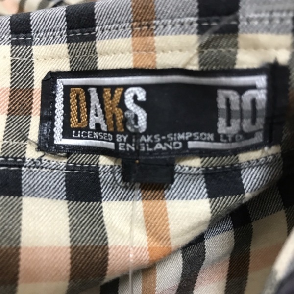 ダックス DAKS 半袖シャツ - ベージュ×黒×オレンジ メンズ チェック柄 トップス_画像3