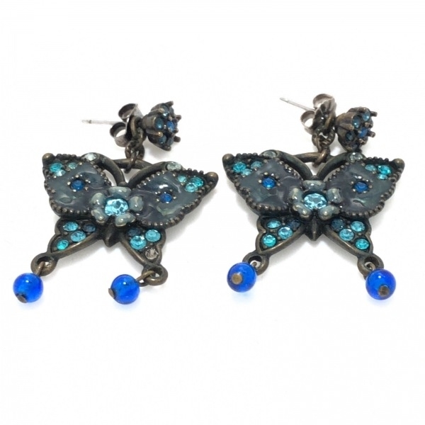 Серьги Anasui Anna Sui -Материалы x strinestone Silver x Blue x Multi Butterfly (бабочка) аксессуары (уши)