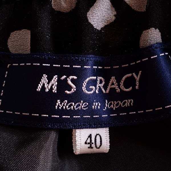 エムズグレイシー M'S GRACY ロングスカート サイズ40 M - 黒×ライトグレー レディース 花柄/ドット柄/ウエストゴム/ラメ 美品 ボトムス_画像3