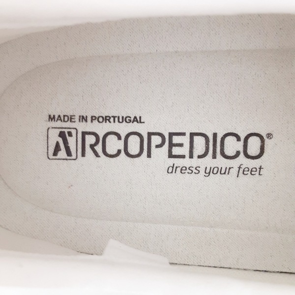 アルコペディコ ARCOPEDICO スリッポン 37 - 化学繊維 白×アイボリー レディース インソール取外し可 美品 靴_画像5