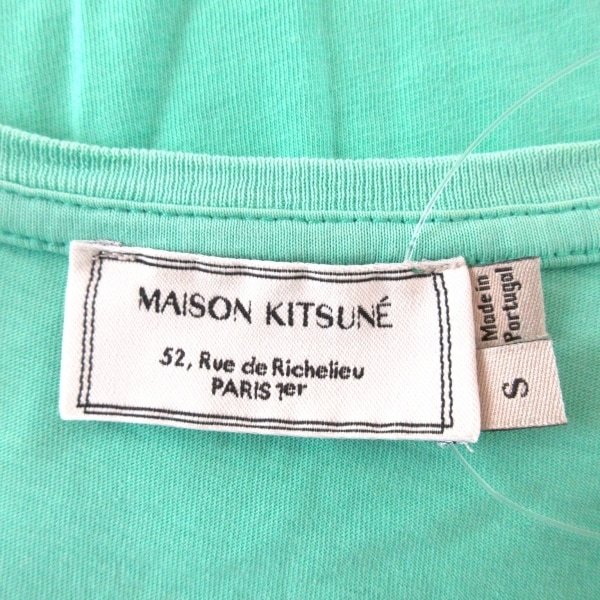 メゾンキツネ MAISON KITSUNE 半袖Tシャツ サイズS - ライトグリーン×白 レディース トップス_画像3