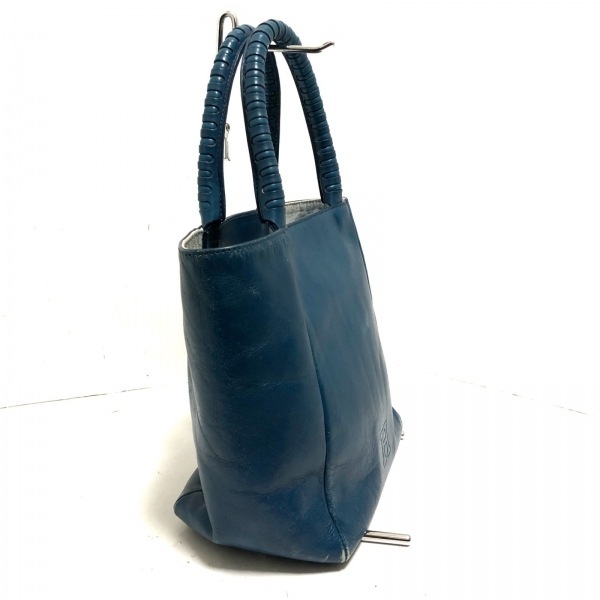  Hirofu HIROFU tote bag - leather blue bag 