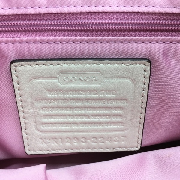 コーチ COACH ハンドバッグ 22437 ポピー アイレット レザー ライリー トップ ハンドル クロスボディー レザー アイボリー×ピンク 美品の画像8